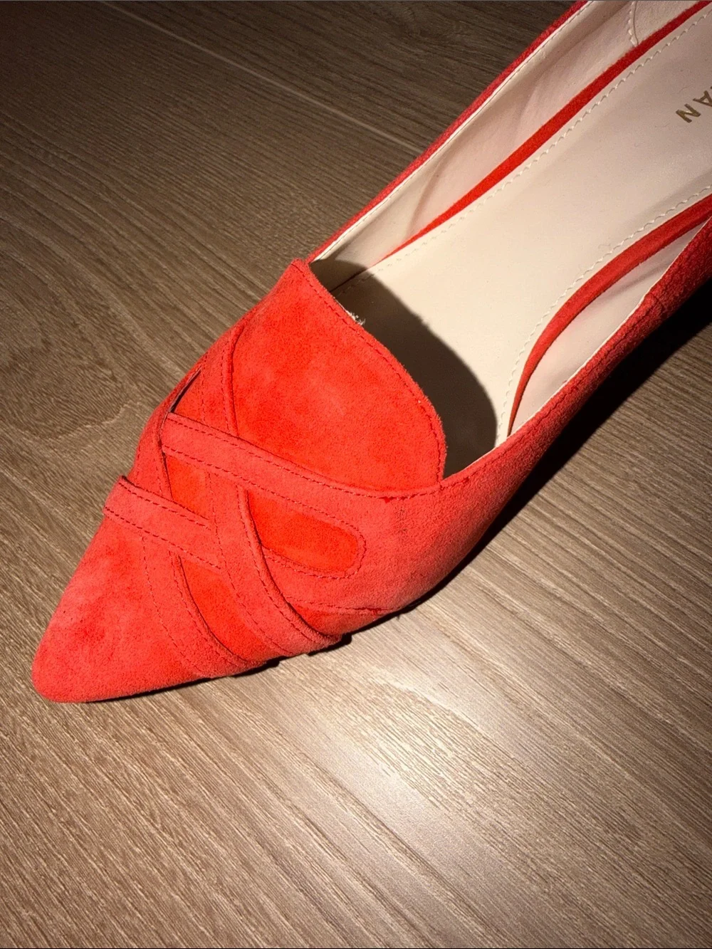 Cole Haan Blakeli Skimmer Red Suede Pointed-Toe Flats